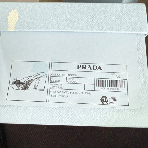 Prada Satin Crystal 1XX642 Ananas Yellow Slide Heel Mules Sandals, 36 & 38 - Picture 8 of 14